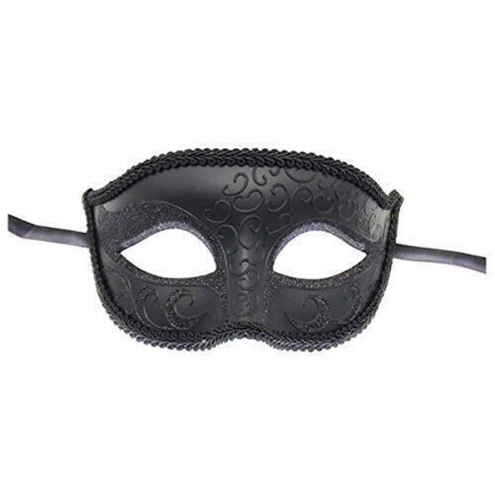 7928 Masquerade Mask Black Venetian Mask for Halloween Mardi Gras Prom Ball